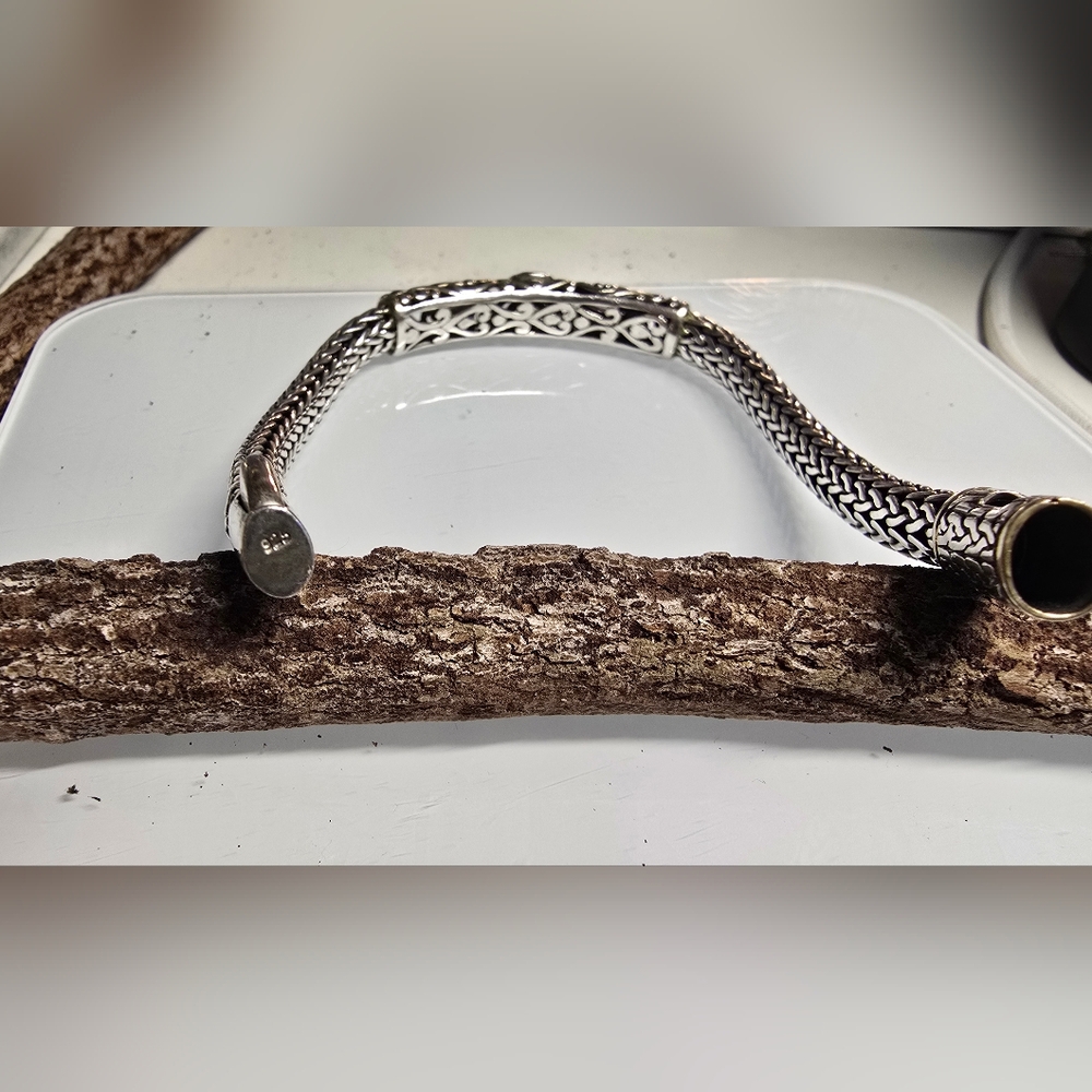 Samuel B. Behnam Sterling Silver and 18K Gold and Amethyst Bracelet. 7.5" - Picture 6 of 9